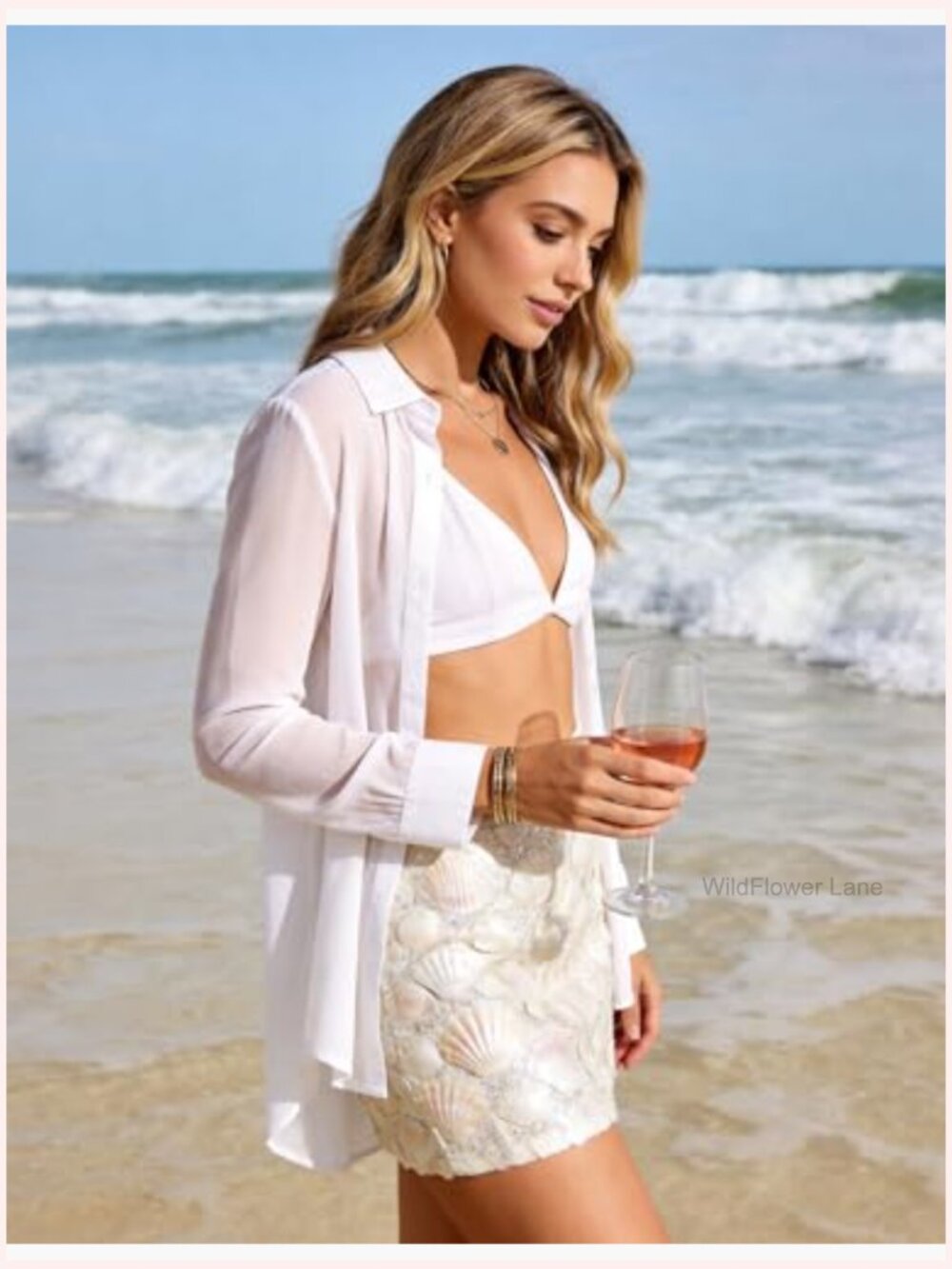 Sexy Sheer Long Sleeve Button Down Blouse Mesh Top - Picture 4 of 7